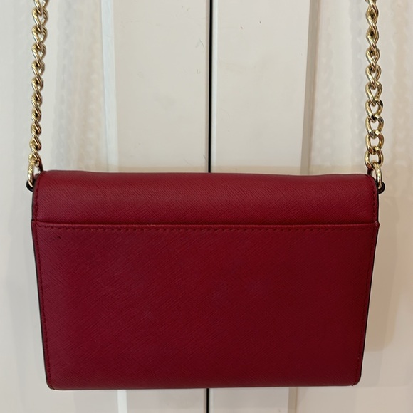 Genuine Michael Kors Phone Crossbody Handbag Multifunctional Small Red Gold Tone - Picture 6 of 8